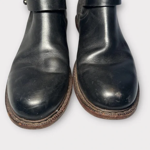 Rag & Bone Black Leather Moto Boots, Size 9 - Picture 7 of 9